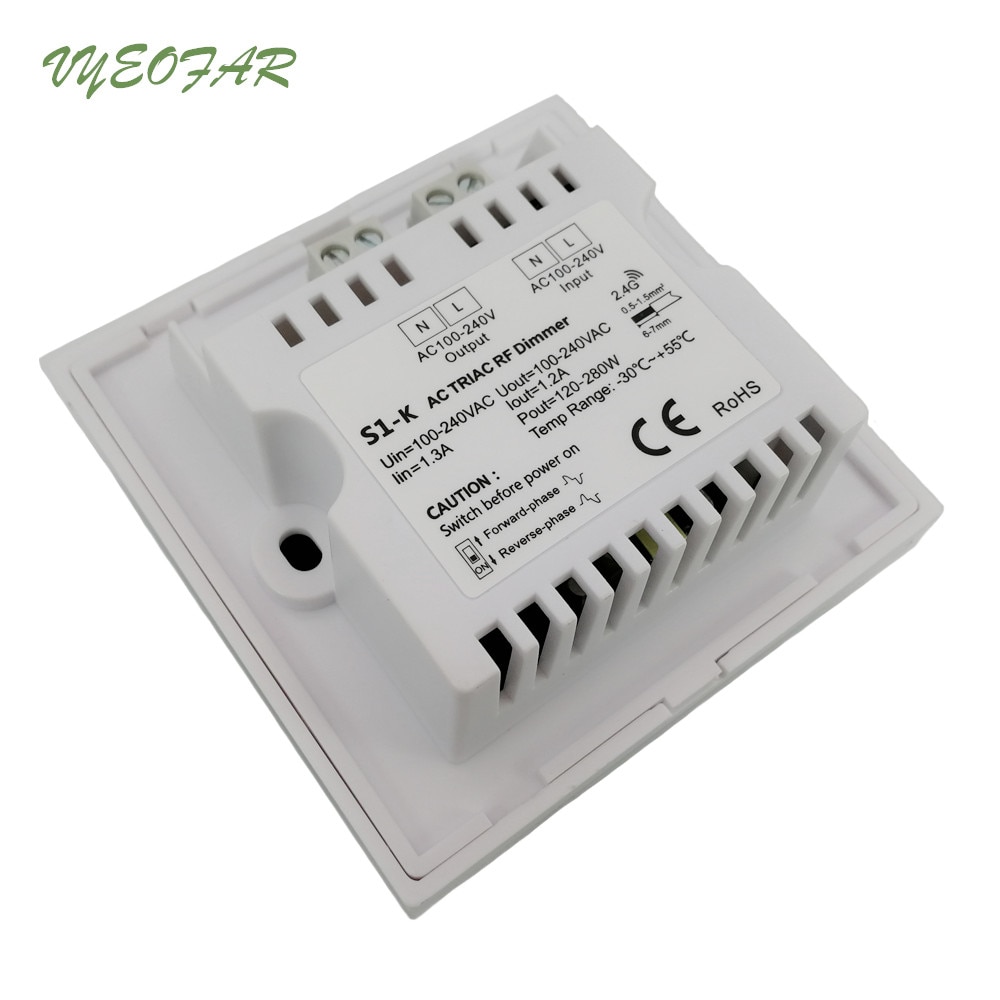 S1-K Led Triac Dimmer 220V AC Dimmer High Voltage Input Trailing Edge Dimming Wall Mounted Triac Dimmer 100-240VAC Output