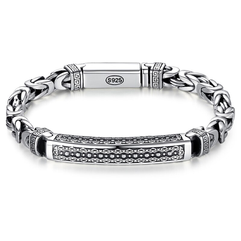 Retrosen Zilveren Sieraden Mannen Armband Persoonlijkheid Vrede Patroon Retro Hipster Sleutel Patroon Gesp Accessoire