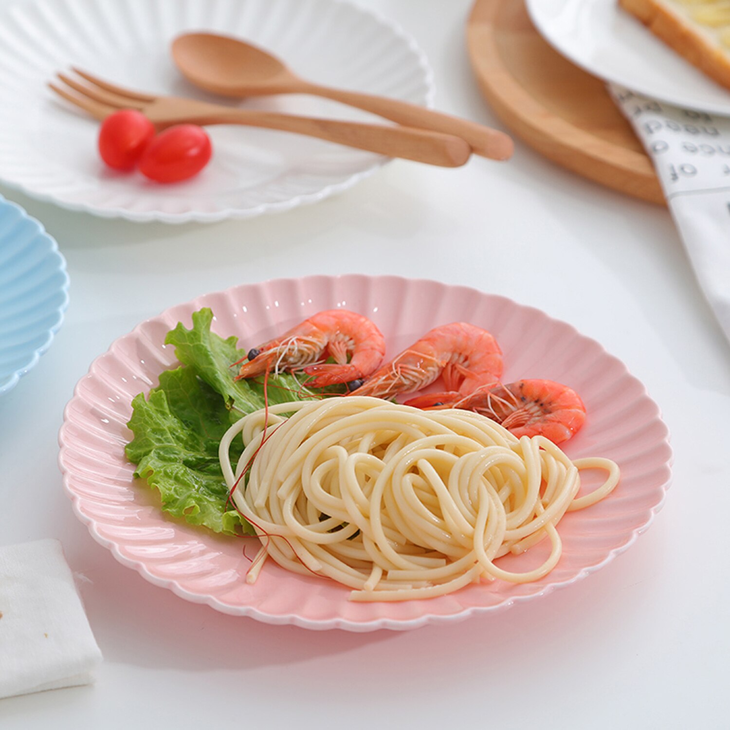 Keramische Bloemblaadje Plaat, Snack Plaat, Dessertbord, Salade Fruit Lade, kleur 5 Stuk Set Van Keuken Huishoudelijke Opslag Gereedschap