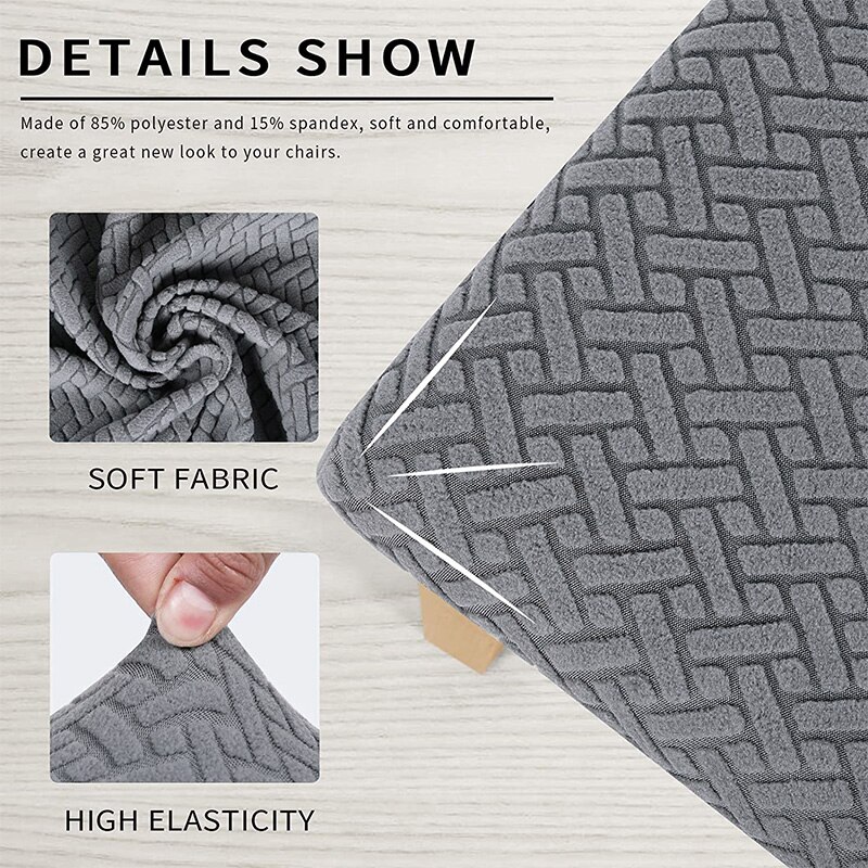 Verwijderbare Eetkamerstoel Seat Cover Jacquard Stretch Stoel Zitkussen Hoes Voor Eetkamer Keuken Stoelen