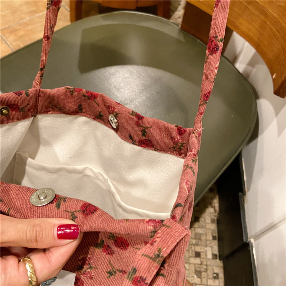 Borse da donna 2021 borsa a tracolla con bottone a pressione in velluto a coste borsa Shopping riutilizzabile di grande capacità borse da donna con fibbia letteraria