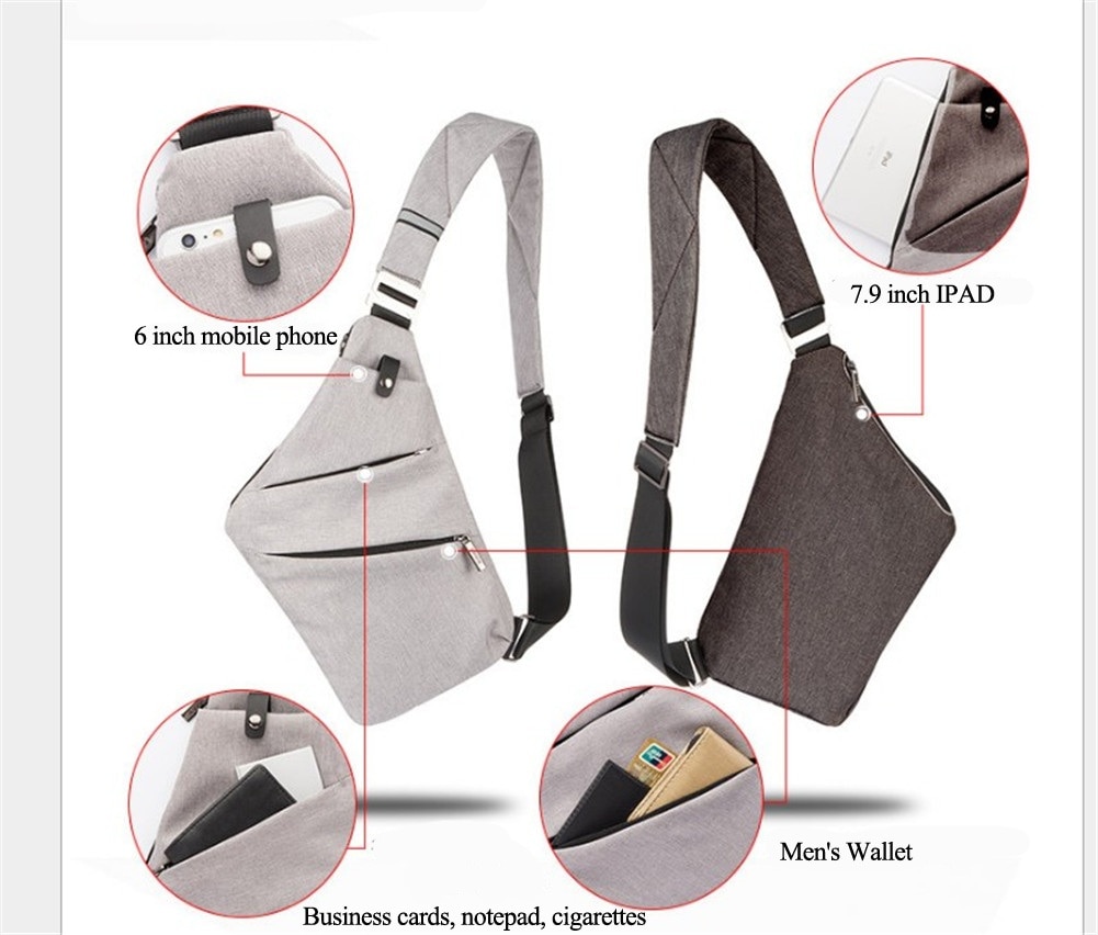 Mannen Borst Pak Zakken Mannen Enkele Schoudertassen Waterdichte Nylon Crossbody Tassen Crossbody tas Nylon Waterdichte Sling Rugzak