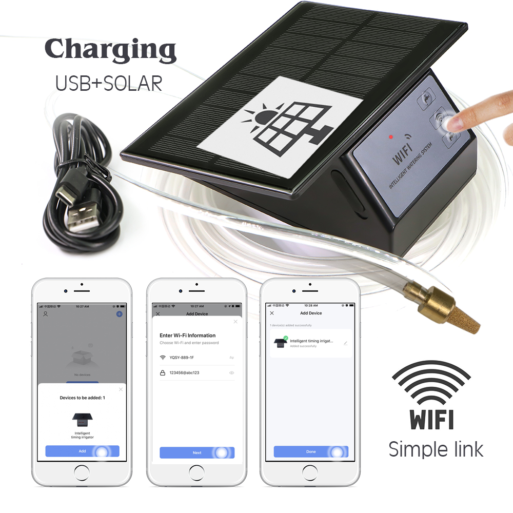 Tuya-compatibilidad con Wifi, temporizador de energía Solar, sistema de riego por goteo inteligente, Kit de riego con Control remoto para maceta de plantas de jardín y balcón