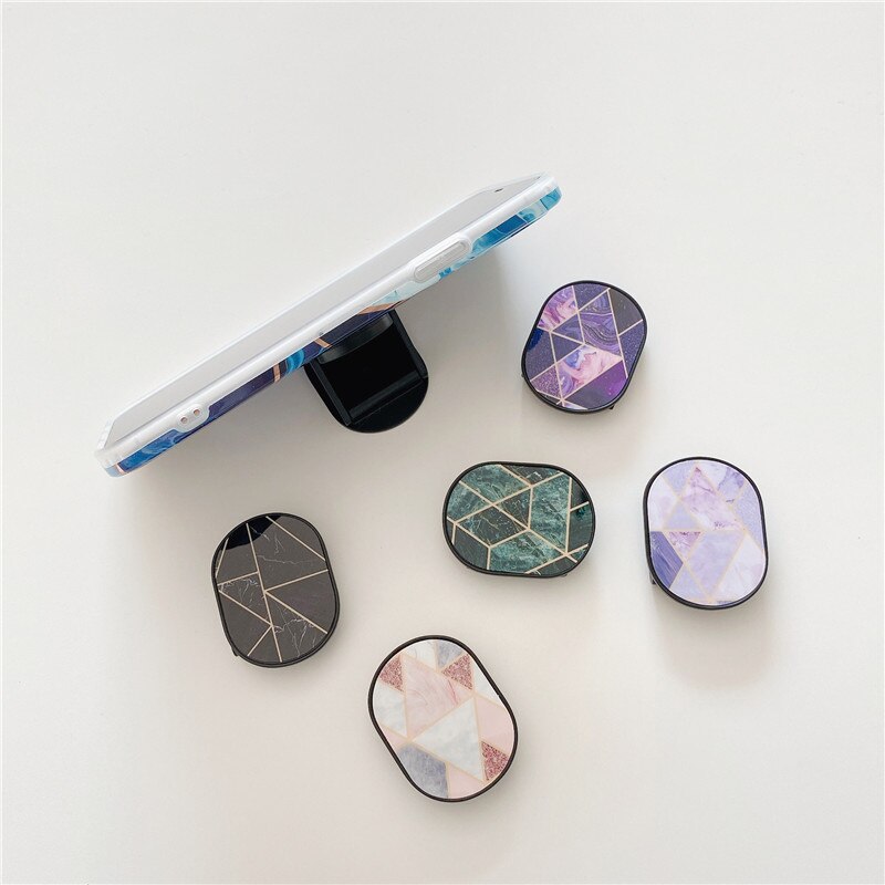 3D Universal Geometric Marble fold finger grip phone holder case DIY mobile Holder Flexible 360 Degree Rotate Mobile Phone Stent