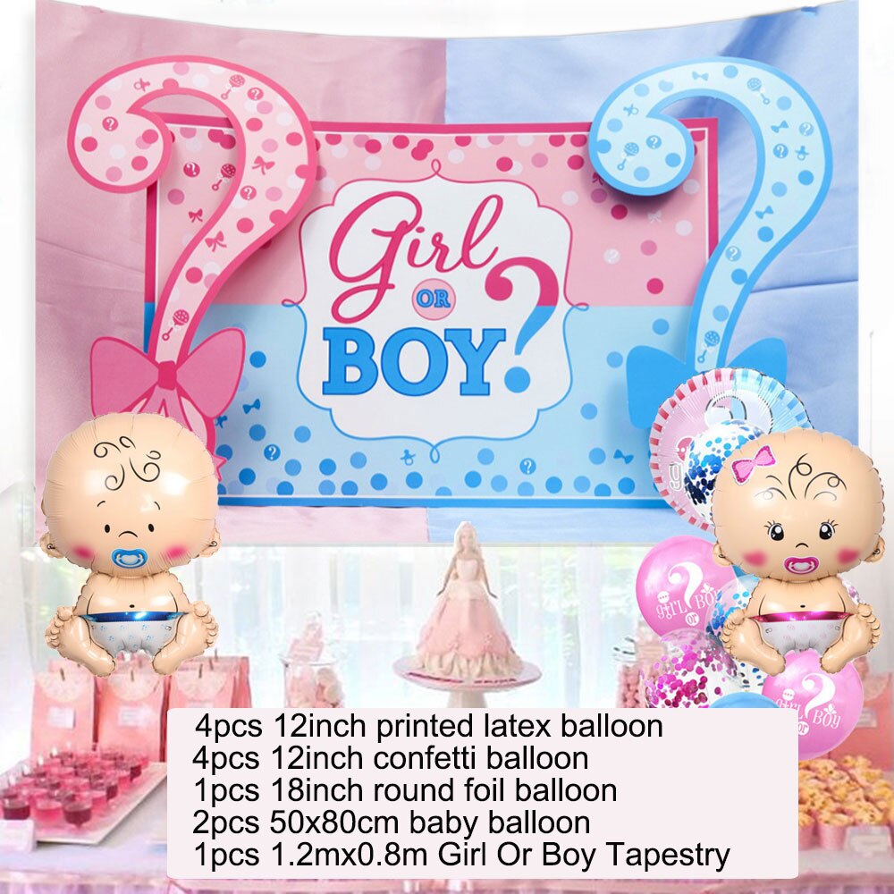 Amawill kön avslöja ballonger set flicka eller pojke gobeläng fest bakgrund tyg baby shower ballong aktivitet dekorationer barn: 23