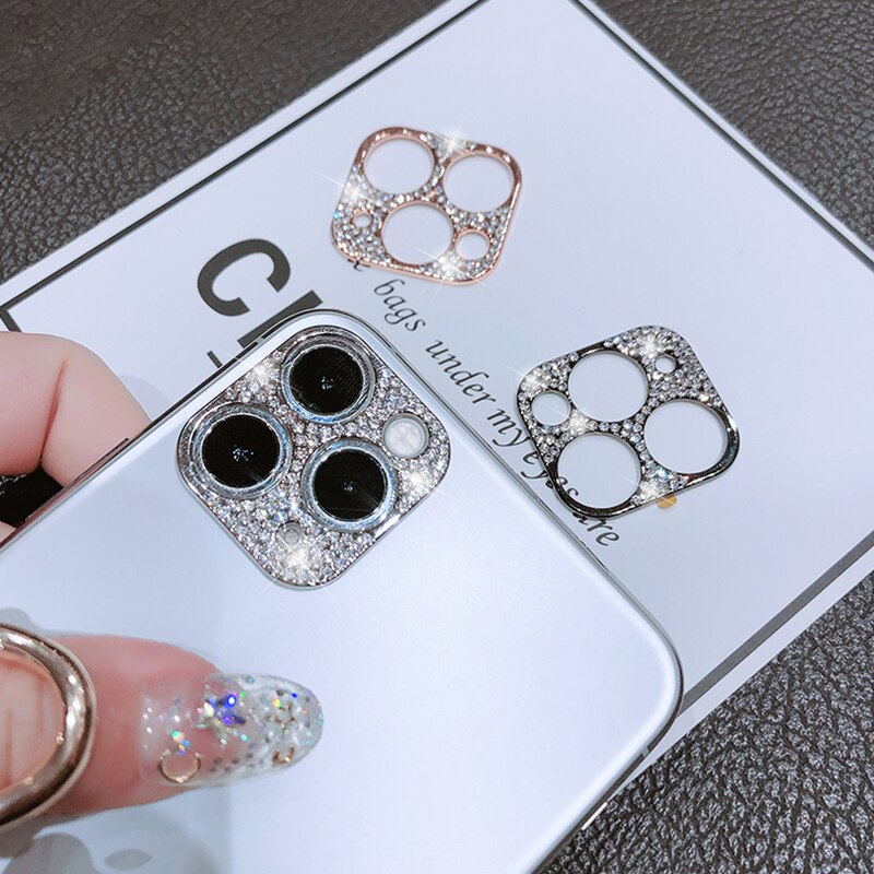 3D Luxus Glitter Bling Strass Diamant Kamera Protector Zurück Abdeckung Für iPhone 11 11 Pro Max Kamera Objektiv Aufkleber nette fall