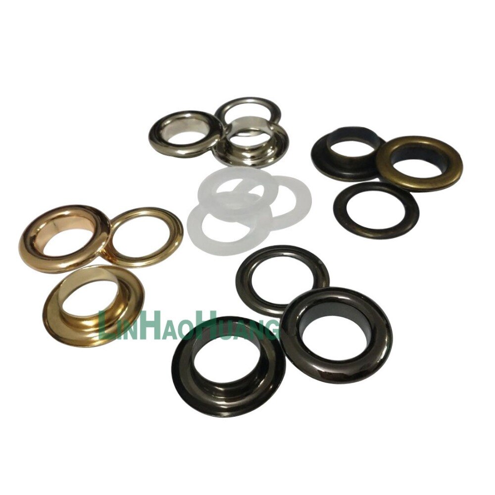 50 stk./parti 28mm runde metal-messing-øjer med spændeskive metalgennemføringer guld/nikkel/sort/bronze-farve øjer -28mm