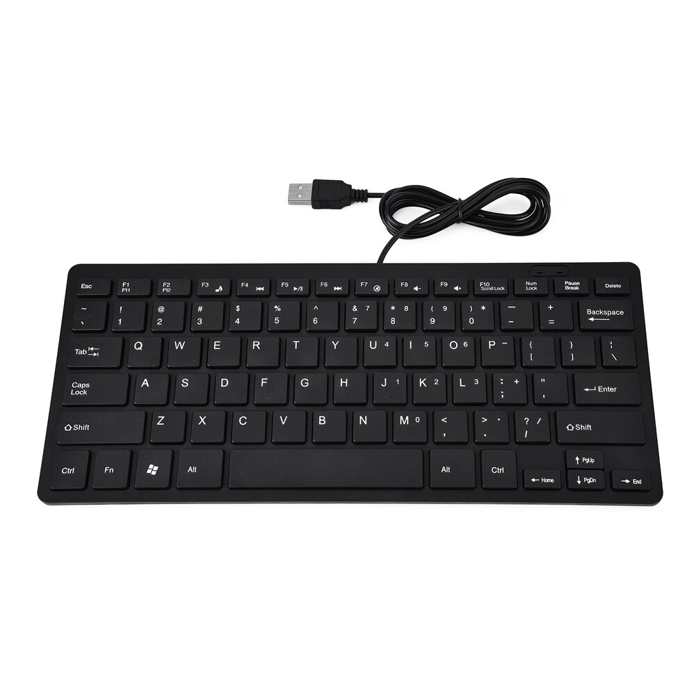 78 Keys Ultra Thin Mini USB Wired Keyboard for Desktop Computer Laptop PC About 1.2m: black