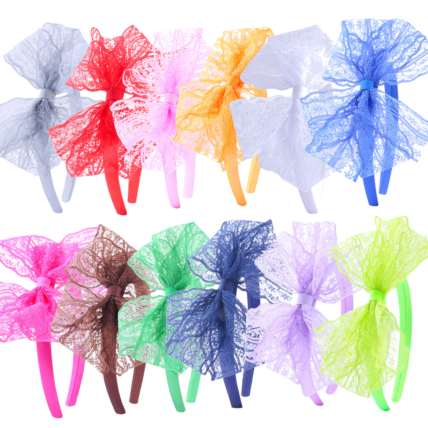 80's Kanten Hoofdband Kostuum Accessoires Voor Jaren 80 Themafeest, Zonder Hoofdpijn Neon Kanten Strik Hoofdband