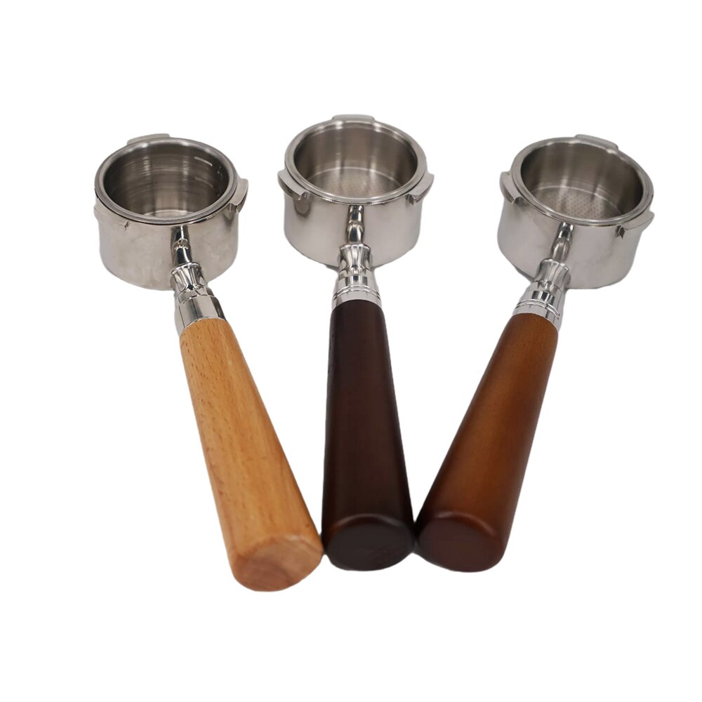 Portafiltro de café sin fondo, 51mm, Breville, Delonghi, Krups, embudo de café Espresso, mango de madera, soporte de filtro, juego de cesta