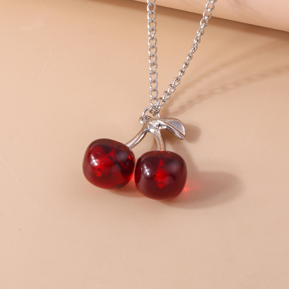 Aihua Mooie Gouden Kleur Wijn Rode Kers Hanger Ketting Voor Vrouwen Persoonlijkheid Ketting Bruiloft Sieraden Verjaardagscadeautjes: Licht Geel Goud Kleur