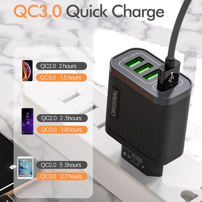 Multi USB Charger For iPhone Samsung Xiaomi mi Fast Charging Turbo Multiple Wall Charger EU US Plug Mobile Phone Charger