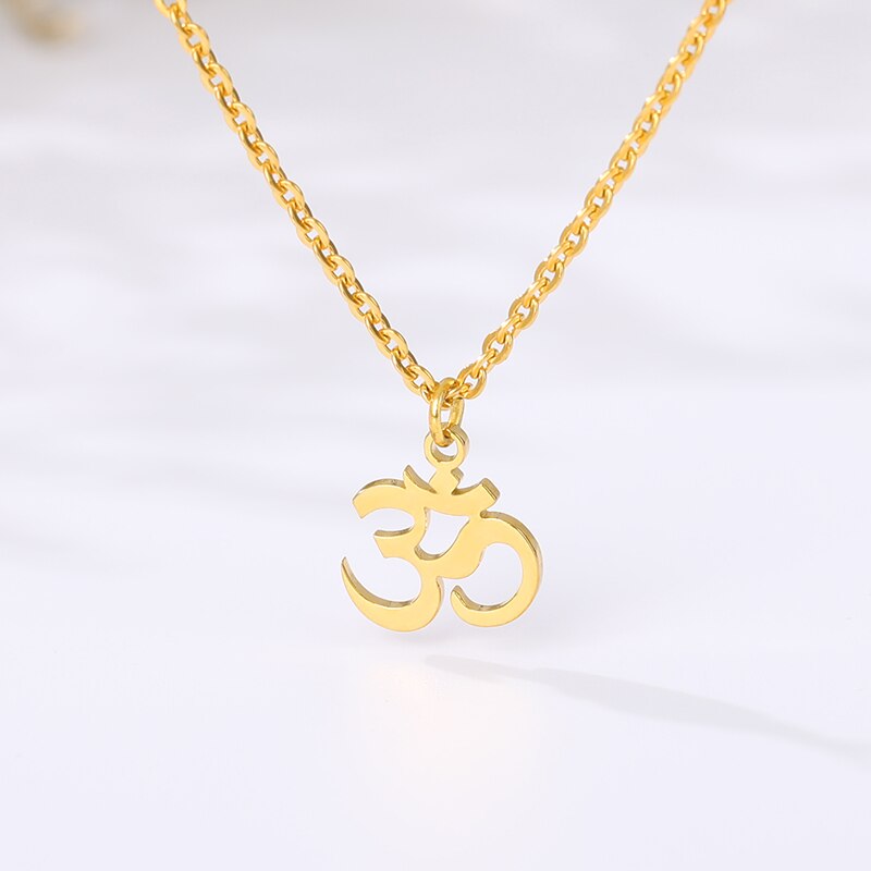 unisex Indische Sanskrit OM Symbol Halskette Für Frau Männer Gold Kette empfindlich OM Halsketten Anhänger Schmuck Zubehör