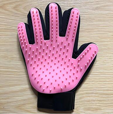 Pet Handschuh Katze Pflege Handschuh Katze Haar Deshedding Pinsel Handschuhe Hund Kamm Katzen Bad Sauber Massage Haar Entferner Bürste für pet Tier: Pink right glove