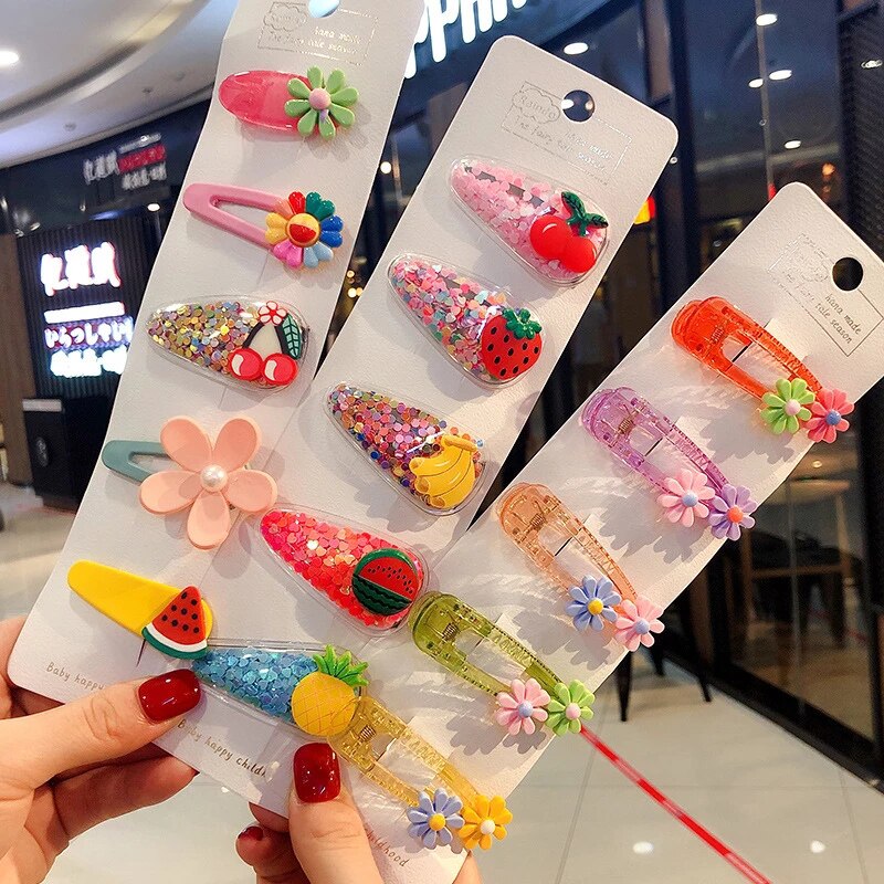 5 Stks/set Bloem Fruit Baby Haar Clips Meisjes Haarspelden Haarspeldjes Kinderen Haar Accessoires Leuke Cartoon Kinderen Haar Ornament