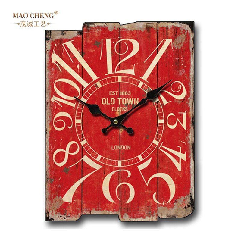 Reloj de pared cuadrado grande, de madera, Retro, , Vintage, decoración para el hogar, reloj de pared silencioso, Orologio Da Parete D079