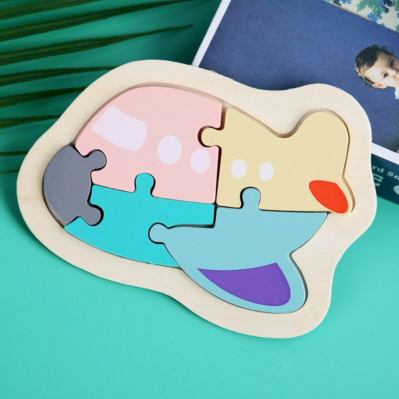 Children Puzzles Wooden Macaron Colorful Animal Jigsaw Puzzle Toys for Toddler Puzzle Early Educational Boys Girls 2-4: 12