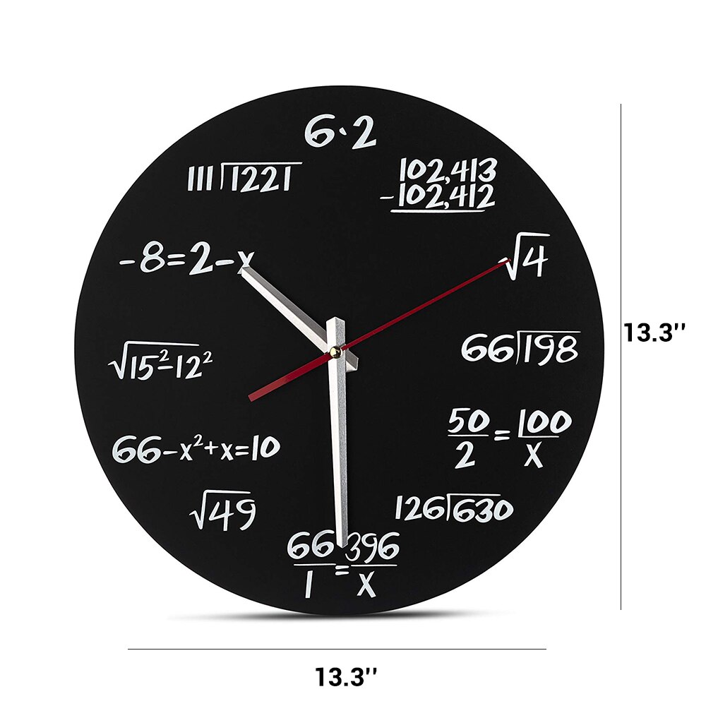 13inch Unique Math Wall Clock Circular Mathematical Equations Clock On The Wall For Classroom Office Home Decoration