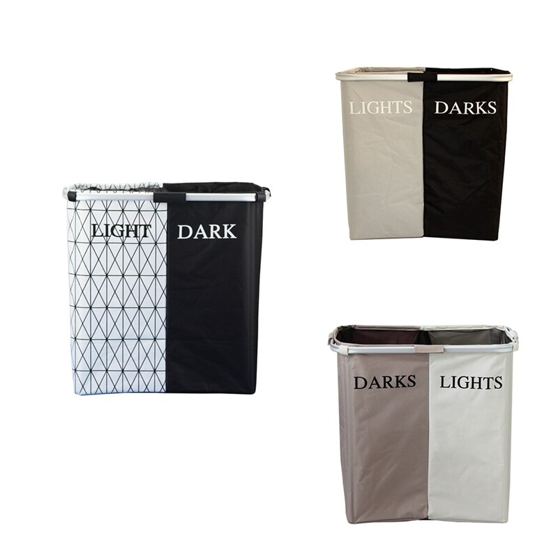 Foldable Laundry Basket, Aluminum Tube, Double Grid, Home Fabric, Clothing Storage, Two-Color Laundry Basket