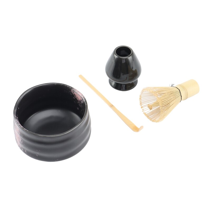 4Pcs/Set Traditional Matcha Set Bamboo Matcha Whisk Scoop Ceramic Matcha Bowl Whisk Holder Japanese Tea Sets