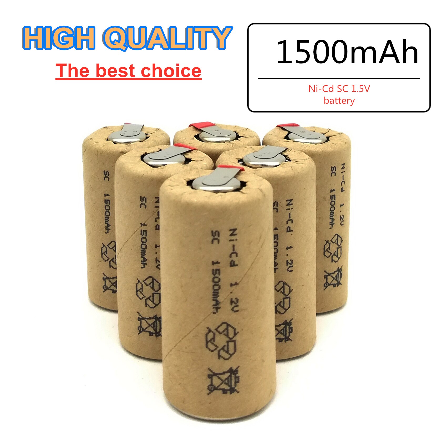 ZONE ONE battery, rechargeable battery, SC NI-Cd 1.2V 1500mah battery with tab forLED electric tools