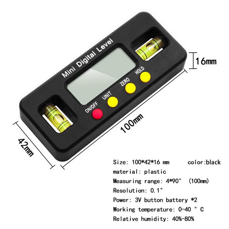 Digitale Hoekzoeker Gradenboog Elektronische Level Box 360 Graden Digitale Inclinometer Hoek Meten Met Magneten Draagbare