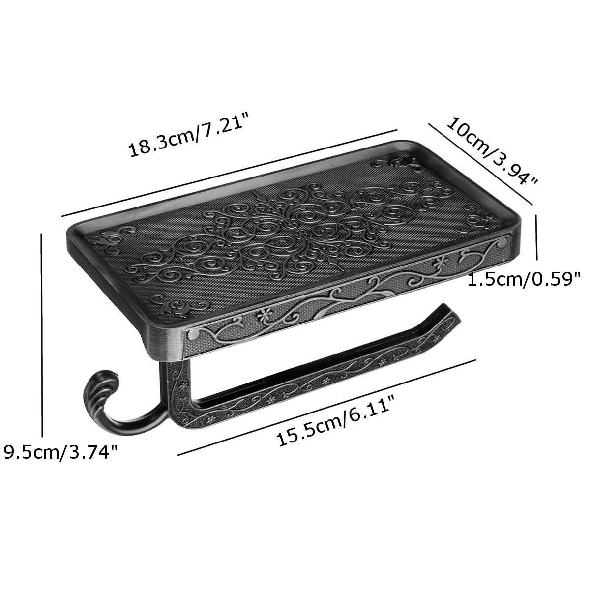 Antique Carved Zinc Alloy Bathroom Paper Mobile Phone Holder With Shelf Bathroom Towel Rack Toilet Paper Holder Tissue Boxes