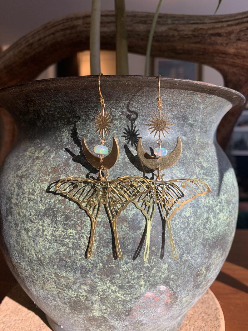 Maan Oorbellen, Goud Kleur Sieraden, Bohemen Oorbellen, Vlinder Oorbellen Vlinder Oorbellen En Maan Hypoallergeen