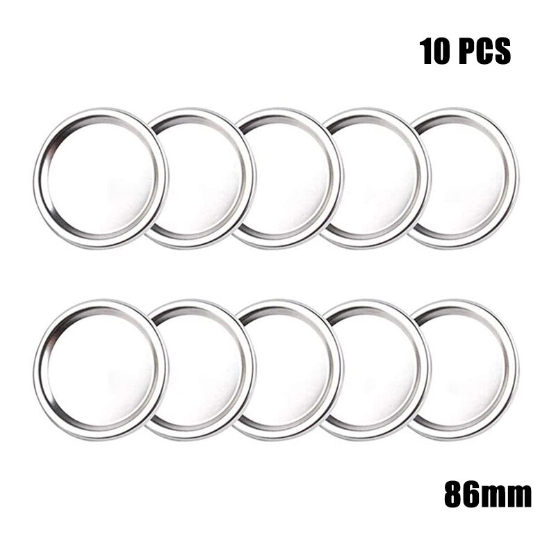 10PCS Tinplate Sealing Lids Wide Mouth Canning Mug Glass Lid Stainless Steel Top Covers Rust Resistant Screw Bands Rings: D