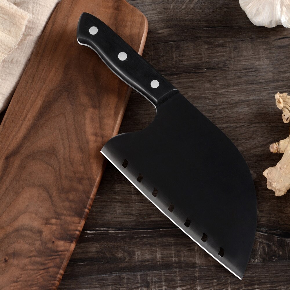 Couteau de boucher en acier inoxydable, couteau de boucher 5 ''6'' 7 ''hacher 8'' ensemble de couteaux de Chef de cuisine manche en bois couteau d'abattage lame antidérapante