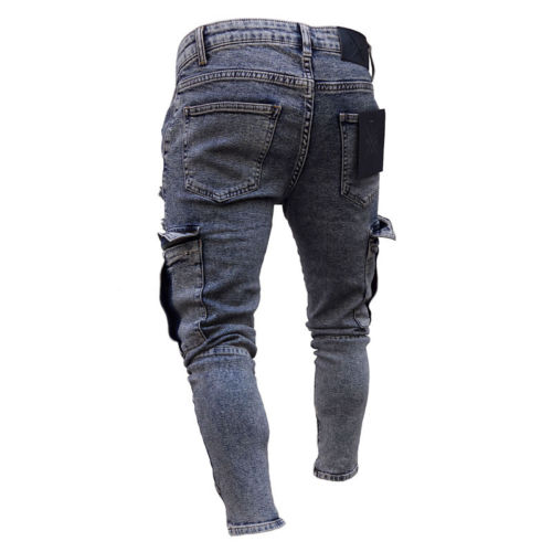 Pantalones ceñidos elásticos rasgados de motorista