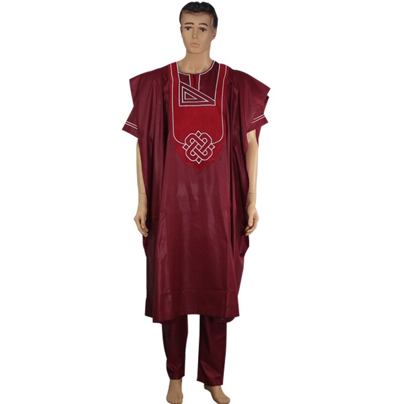 Pas de chapeau dashiki broderie africaine hommes vêtements riche bazin hommes costume hauts chemise pantalon 3 pièces ensemble grande taille PH3062: MULTI / XXXL