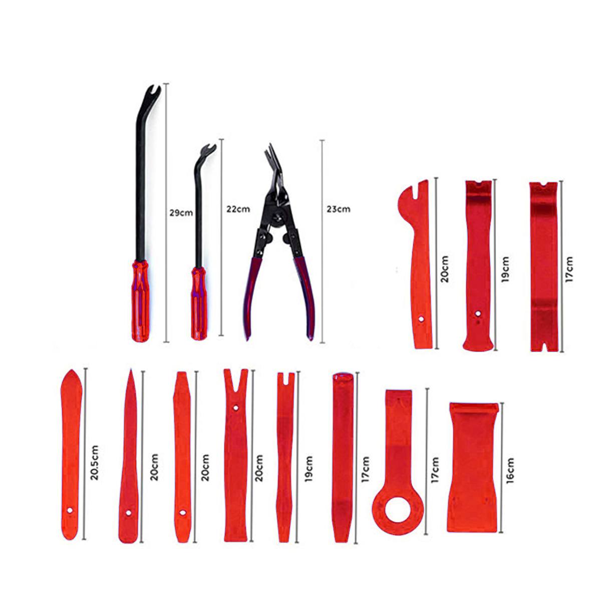 19pcs Car Disassembly Tools DVD Stereo Refit Kit Interior Trim Panel Dashboard Installation Removal Repair Tools Red/Blue/Yellow