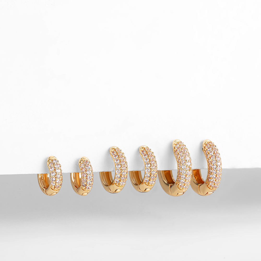 Pendientes Huggie chapados en oro con circonita CZ, aros finos para las orejas, pendiente de cartílago para mujer, pendiente redondo minimalista, joyería Piercing
