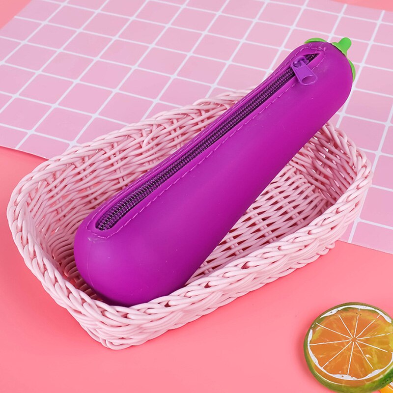 Monedero con estuche de plátano Kawaii para niños, monedero de silicona, monedero de maíz amarillo: eggplant