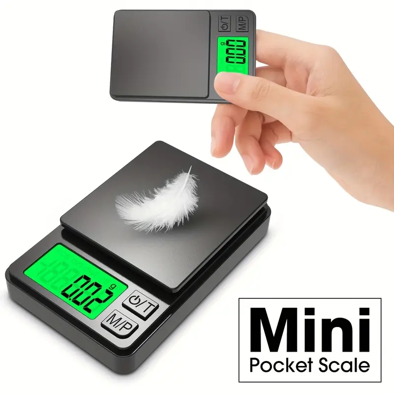 Balança de bolso de precisão 1000g x 0,01g - Balança digital de gramas para joias de alimentos/grãos com LCD retroiluminado - Mini balança para viagens