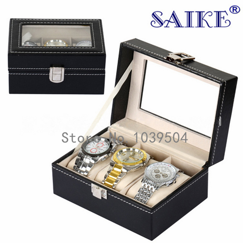 Lederen Horloge Organizer Met Glas heren Horloge Opbergdozen Houder Case Horloge En Sieraden Verpakking gevallen