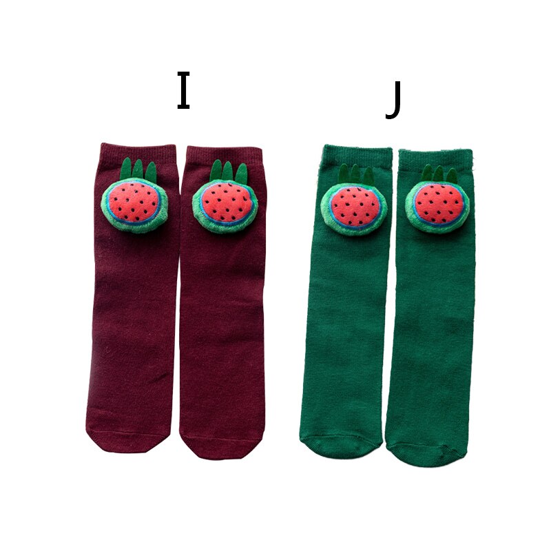 2 Paare/los Karikatur schöNe Jungen Mädchen Socken herbst und Winter Atmungsaktive Baumwolle Art Socken Für Jungen Mädchen Gerade Socken: Grün