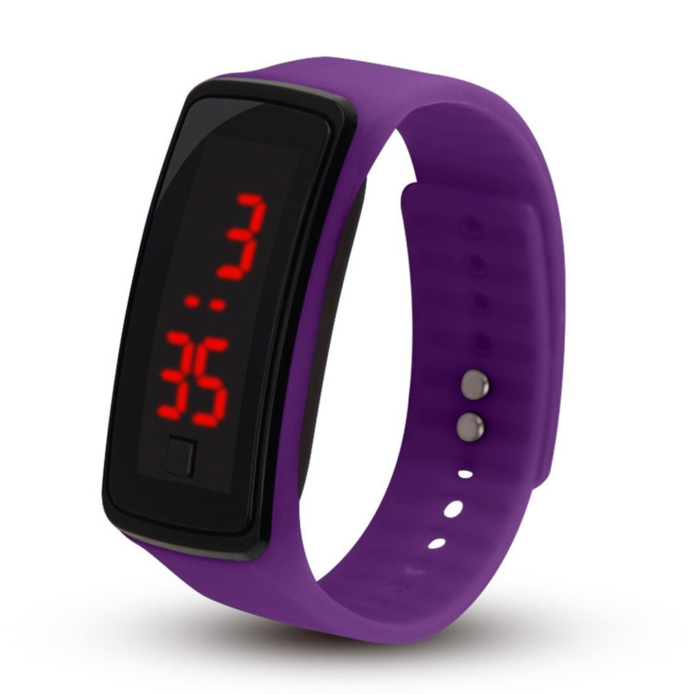 Relojes deportivos LED para hombre y mujer, de silicona de Color caramelo, con pantalla táctil, relojes digitales, pulsera impermeable, reloj de pulsera para niños: purple