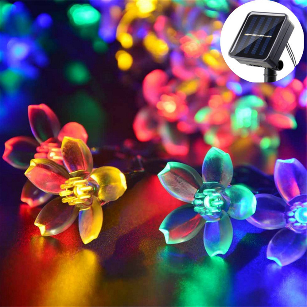 1Pc Solar String Flower Lights Outdoor 20/50/100 Led Fairy Licht Voor Tuin Hek Patio Tuin Kerstboom Decor: Blauw / 20W