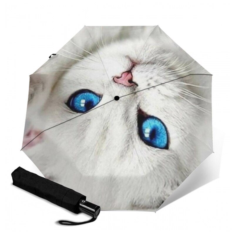 Paraguas de Sol de gato blanco para mujer, protector solar de gatito, 3 Paraguas plegables para niños, Parapluie de Anti-uv: YSA2139