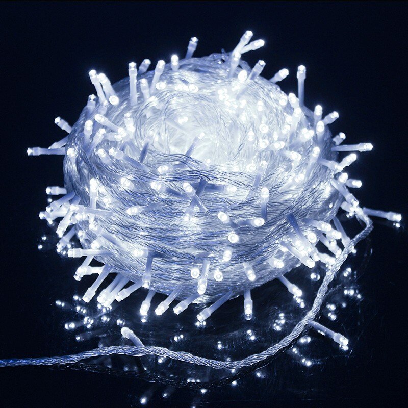 50M/400 LED Fee LED Schnur Licht Girlande draussen Wasserdicht Schnur für Weihnachten Weihnachten Hochzeit Licht Dekoration: Weiß / 5M 10LED