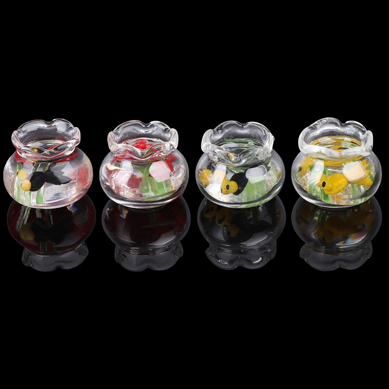 1:12 Poppenhuis Miniatuur Mini Glazen Aquarium Transparante Aquarium Poppenhuis Thuis Ornamenten Kinderen Speelgoed