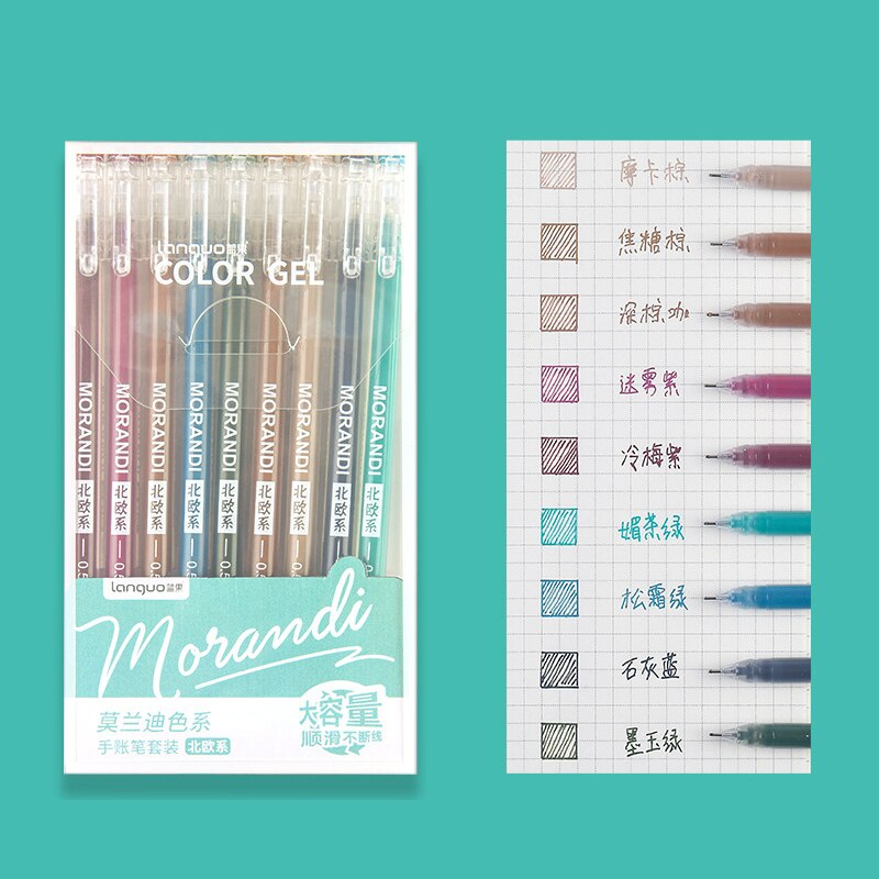 9 PCS/Set Morandi Gel Pen Multi Colored Gel Ink Pens Vintage 0.5mm Writting Drawing Pen Stationery For Kids Office Supplies: Europe Color