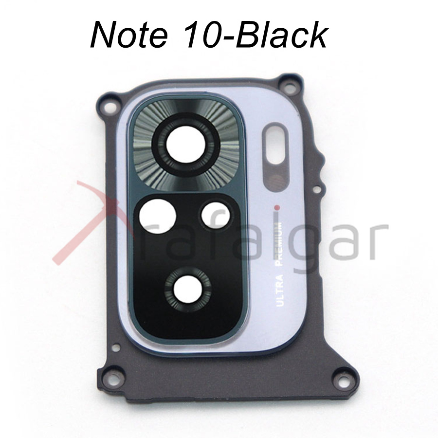 Original Rear Back Camera Glass Lens Cover For Xiaomi Redmi Note 10/Note10 Pro 5G Camera Glass+Frame Holder Bezel Replacement: Note10-Black