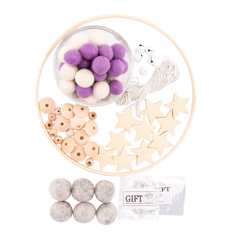 Dziecko drewniane Wykonany ręcznie DIY gwiazdka dzwonek robić łóżka grzechotki zagraj w zdatność zabawki dla dzieci wiatr kuranty robić zabaw ruchowych akcesoria robić wózka dziecinnego szydełka: purpurowy