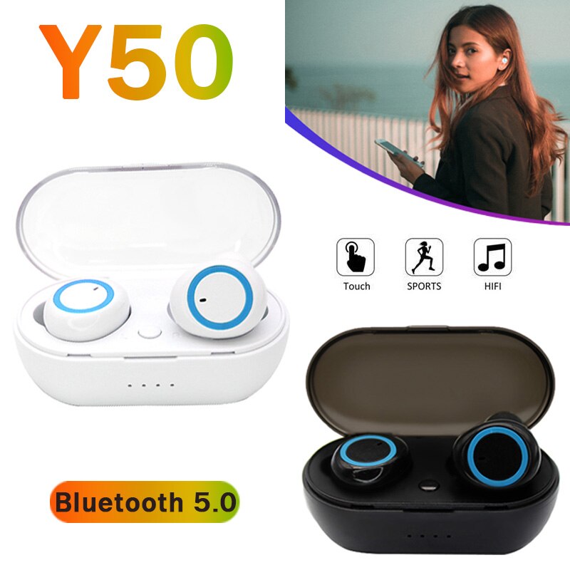 Y50 TWS Bluetooth 5.0 Headphones Wireless Earphones HIFI Stereo Headset Noise Reduction Sports Earbuds For iPhone Xiaomi Samsung