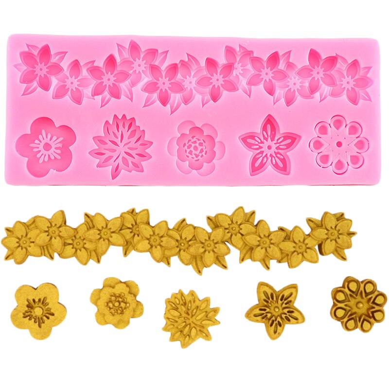 Bloemen Een Verscheidenheid Van Fondant Siliconen Mal Diy Cake Omtrek Mallen Taart Decoreren Bakken Gereedschap Chocolade Snoep Mal Van Klei