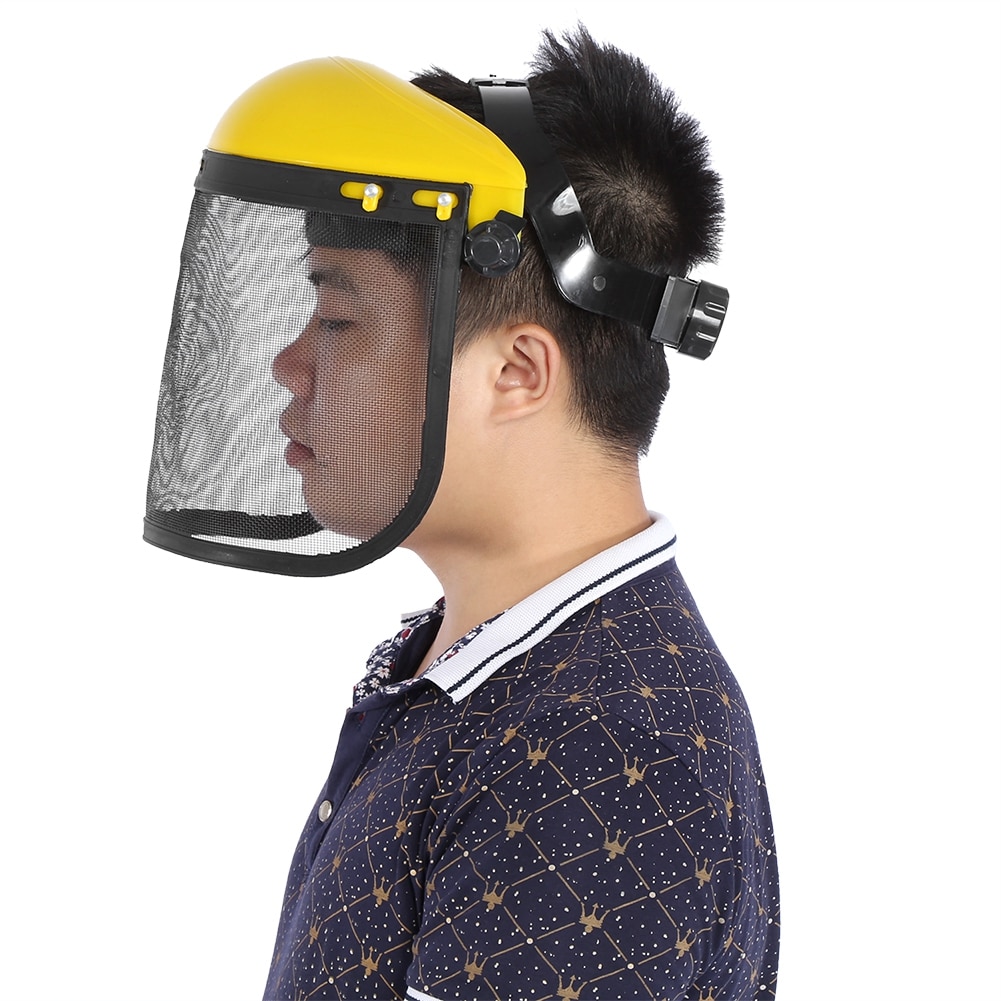 Garden Grass Trimmer Safety Helmet Hat with Full Face Mesh Visor for Logging Brush Cutter Forestry Protection