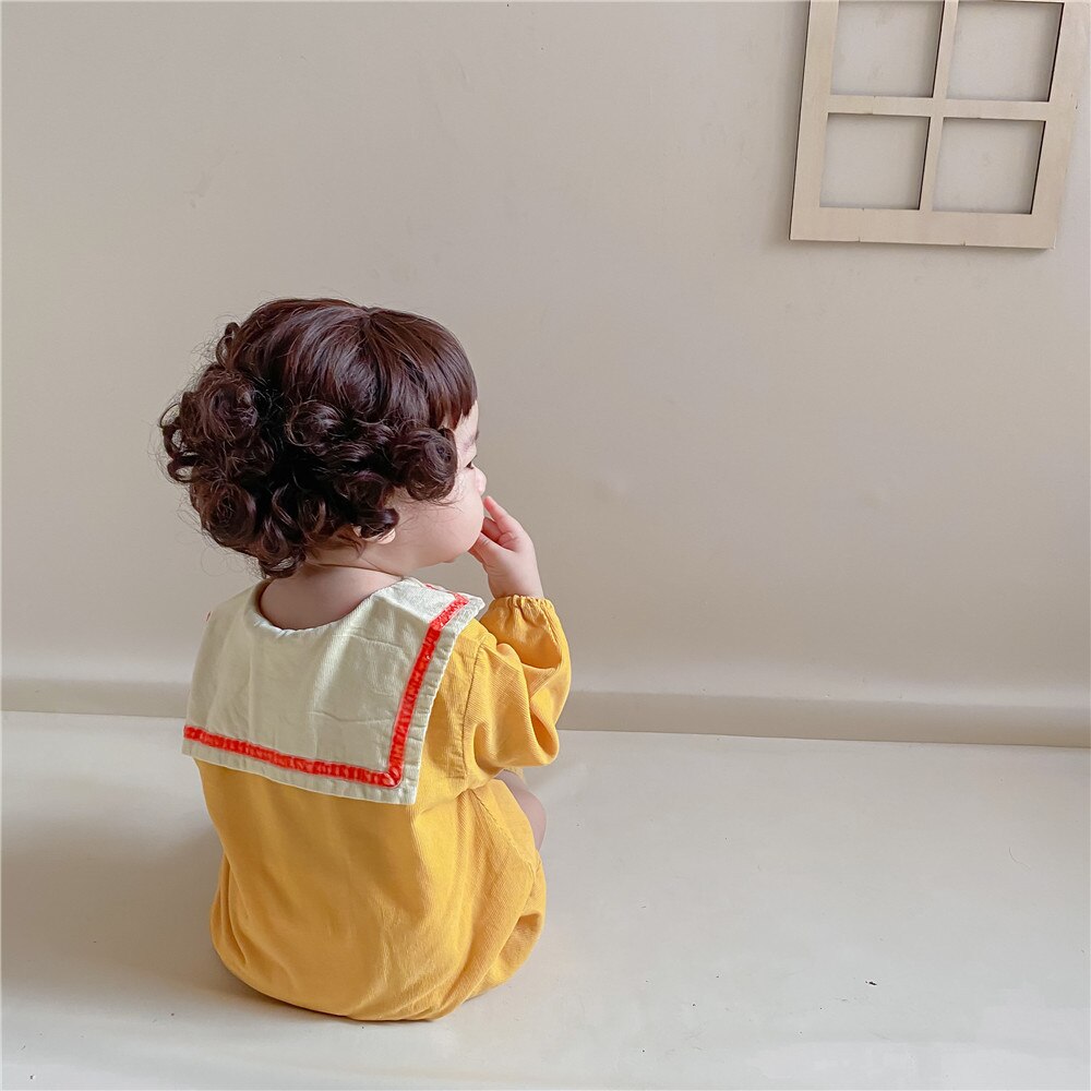 lindo bebé mameluco de manga larga de primavera niños niñas de pana de mono ropa para bebés cuello marinero ropa de bebé